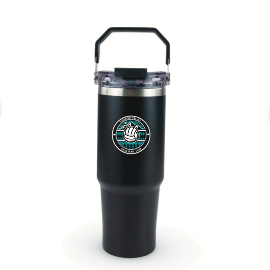 30oz POWDER COATED TRI-SIP TUMBLER - BLACK